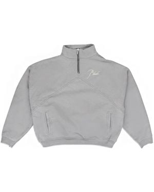 Rhude Script Logo Quarter-Zip Sweatshirt - Gray