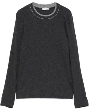 Peserico Bead-Embellished Long-Sleeve T-Shirt - Black