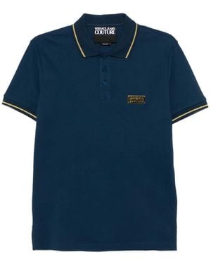 Versace Jeans Couture Trim Plaque Polo Shirt - Blue