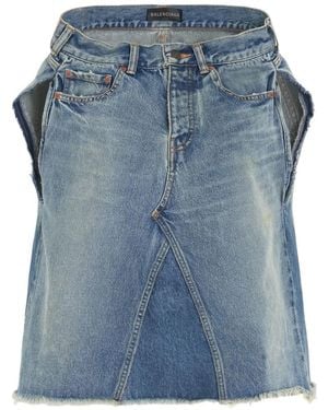 Balenciaga Sleeveless Denim Asymmetrical Top - Blue