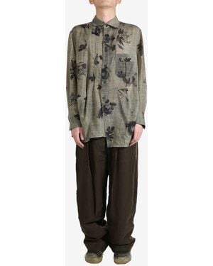 Ziggy Chen Floral-Print Pleated Shirt - Natural