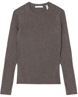 Helmut Lang Geribbelde Top Met Open Rug - Grijs