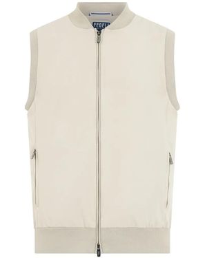 Fedeli Zip-Up Ribbed-Trim Vest - White