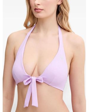 Guess Bow-Detail Halterneck Bikini Top - Lila