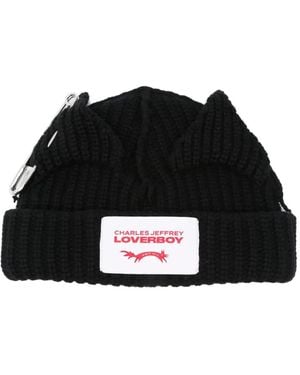 Charles Jeffrey Safety-Pin Wool-Blend Beanie Hat - Black