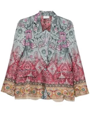 Pierre Louis Mascia Floral-Print Silk Jacket - Red