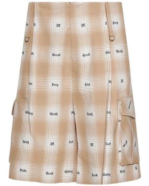 John Richmond Check Cargo Shorts - Natural