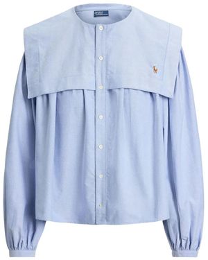 Polo Ralph Lauren Collared Long-Sleeved Blouse - Blue