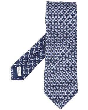 Ferragamo Frog Print Silk Tie - Blue