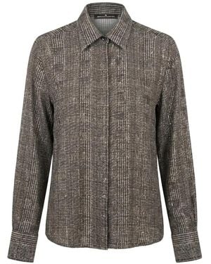 Ermanno Scervino Prince Of Wales-Check Long-Sleeve Shirt - Gray