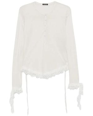 Ann Demeulemeester Lace-Trim Long-Sleeve T-Shirt - White