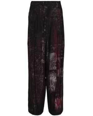 Y's Yohji Yamamoto Graphic-Print Wide-Leg Trousers - Black