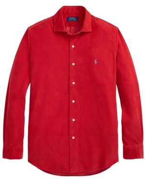 Polo Ralph Lauren Cordhemd mit Logo-Stickerei - Rot