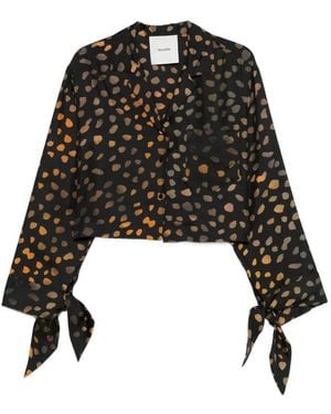 Nanushka Camisa Corta Con Puños Lazados - Negro