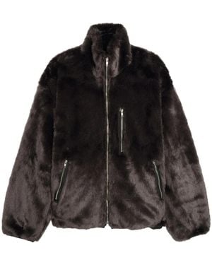 Song For The Mute Faux Fur Track Jacket - Black