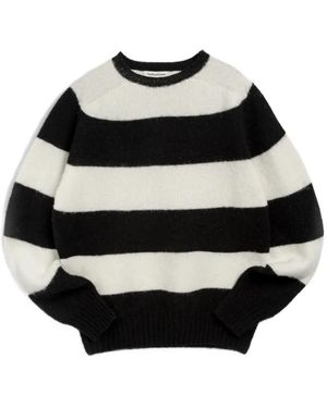 YMC Striped Crew-Neck Jumper - Black