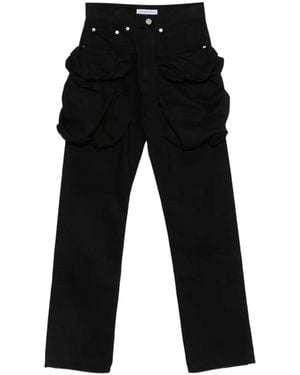 Viktor & Rolf Pleated-Pocket Straight-Leg Jeans - Black