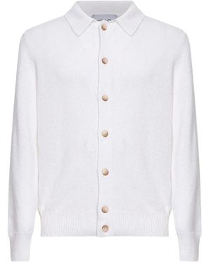 D4.0 Button Collar Knitted Top - White