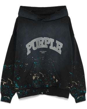 Purple Brand Felpa Con Cappuccio E Logo - Nero