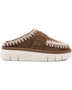 Mou 45Mm Suede Platform Mules - Brown
