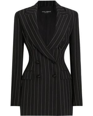 Dolce & Gabbana Striped Double-Breasted Blazer - Black