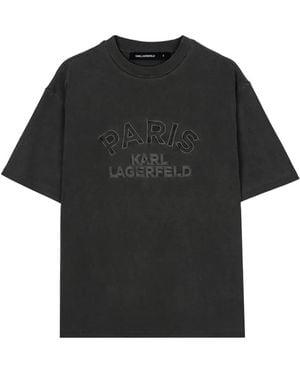 KARL LAGERFELD T-Shirt À Logo Brodé - Black