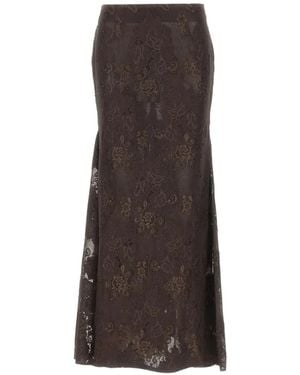 Herskind Pelé Lace-Overlay Midi Skirt - Brown