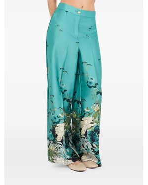 パンツ LIU JO PRINTED PANTS Trousers with high waist and floral print brand LIU JO