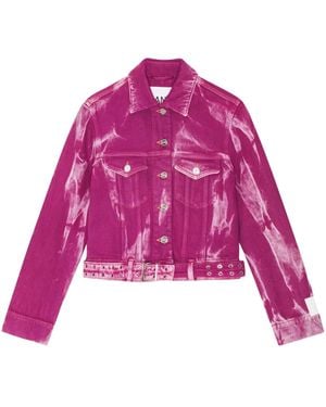 Ganni Lila Übergefärbte Jacke Mit Gürtel Aus Heavy Denim Baumwolle - Pink