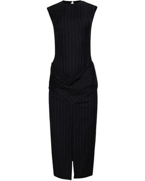 Burc Akyol Pinstripe Midi Dress - Black