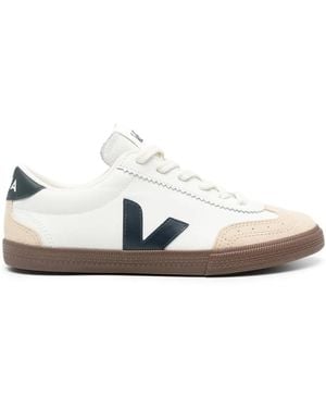 Veja ホワイト＆ネイビー Volley レザースニーカー