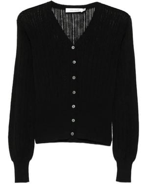AYA MUSE Unae Pointelle-Knit Cardigan - Black