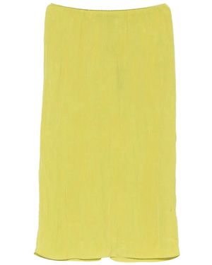 Tibi Crinkle-Finish Slip Midi Skirt - Yellow