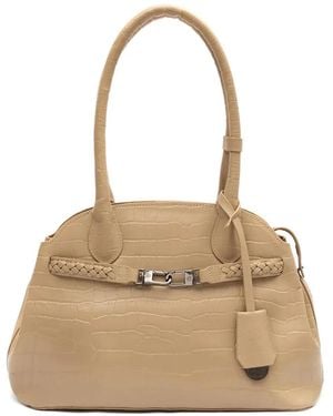 Isla Schultertasche mit Kroko-Prägung - Natur