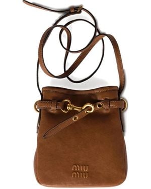 Miu Miu Leather Strap Pouch - Brown