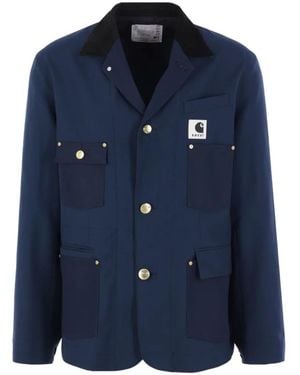 Sacai X Carhartt Wip Corduroy Collar Pocket Jacket - Blue