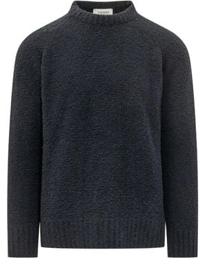 Laneus Bouclé-Pullover Mit Rundhalsausschnitt - Blau