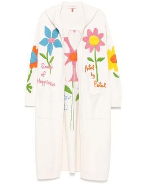 Mira Mikati Cárdigan largo con bordado floral - Blanco