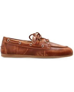 POSA Brushed Leather Boat Shoes - Brown