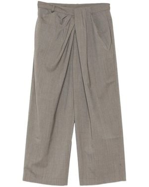 JNBY Straight-Leg Cropped Pleated Trousers - Grey