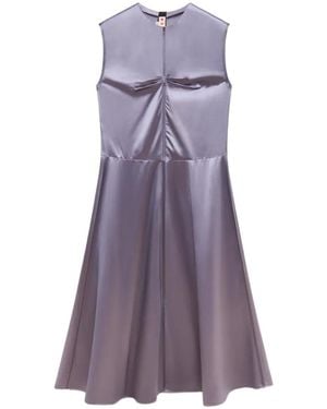 Marni Satin Sleeveless Dress With Contrast Stitching - Purple