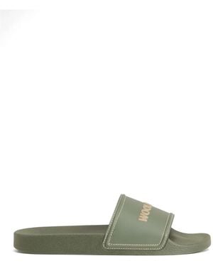 Woolrich Sandali Slides Con Cuciture A Contrasto - Verde