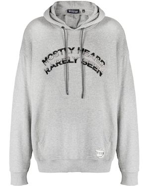 Mostly Heard Rarely Seen Logo-Embroidered Hybrid Cotton Hoodie - Grey