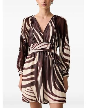 Morgan Zebra-Print Flared Mini Dress - Multicolour