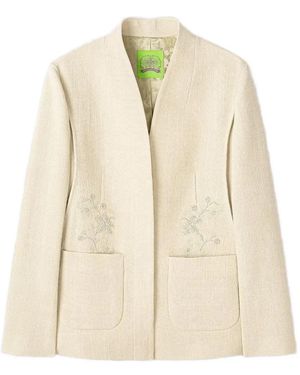 Shanghai Tang Blazer À Poches Ornées De Perles - Natural