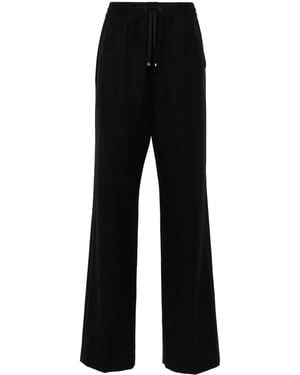 Moncler Logo-Appliqué Felted Straight Trousers - Black
