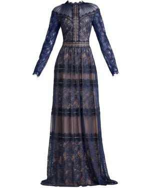 Tadashi Shoji Debore Lace-Detail Tiered Gown - Blue