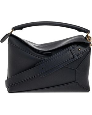 Loewe Medium Puzzle Edge Leather Tote Bag - Black