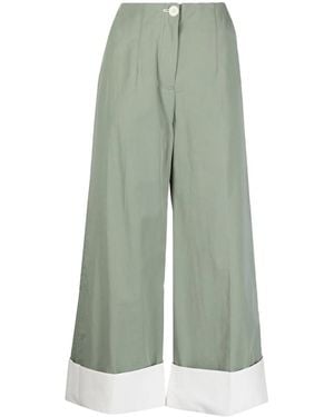 Low Classic Wide-Leg Turn-Up Pants - Green