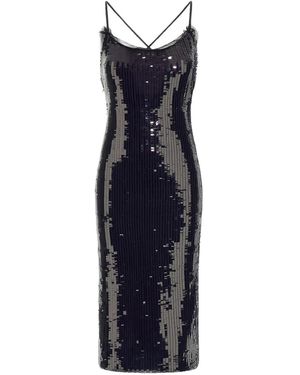 Roberto Cavalli Sequin-Embellished Cross-Back Dress - Blue
